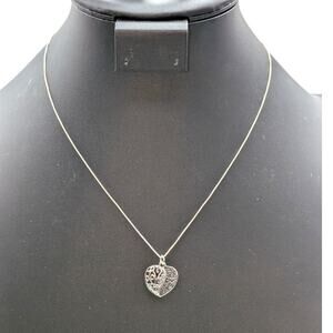 925 Sterling My Daughter My Love Filigree Love Heart Pendant Box Chain Necklace